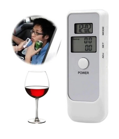 ALCOOL TESTER - ETILOTEST CU DISPLAY LCD , TERMOMETRU SI CEAS PREMIUM QUALITY