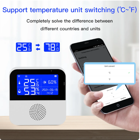 Termostat inteligent WiFi Q WD01 temperatura si umiditate display LCD 2.9inch