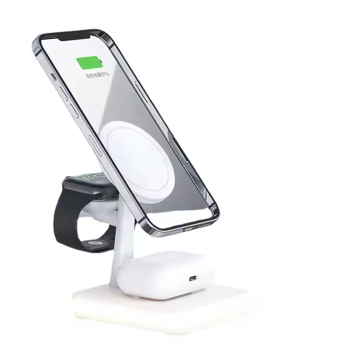 Incarcator Wireless 4 in 1 cu LED Model 991 pentru Telefon, Ceas, Casti