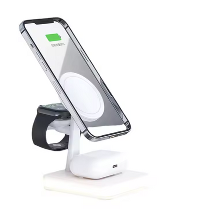 Incarcator Wireless 4 in 1 cu LED Model 991 pentru Telefon, Ceas, Casti