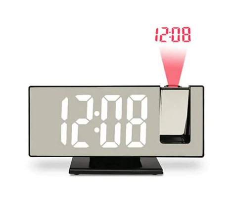 Ceas De Masa Tip Oglinda, Ecran LED Cu Proiectie 3D, Afisare Temperatura, Alarma