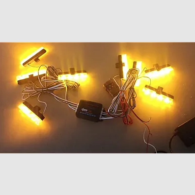 Kit 8 lumini stroboscop 7 functii 12V Galben