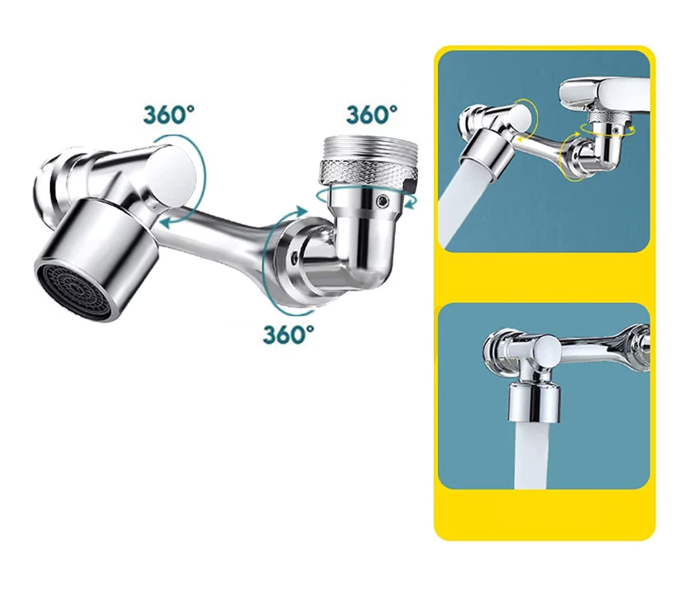 Extensie Robinet Rotativa 1080°, Moduri Multiple De Curgere A Apei, Argintiu