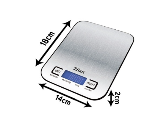 Cantar alimentar digital Zilan ZLN Gri, capacitate 5000g, inchidere automata