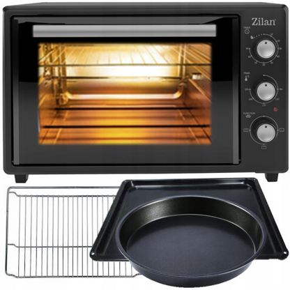 Cuptor electric Zilan ZLN8894 Negru, capacitate 35 litri, geam dublu, putere 1800 W