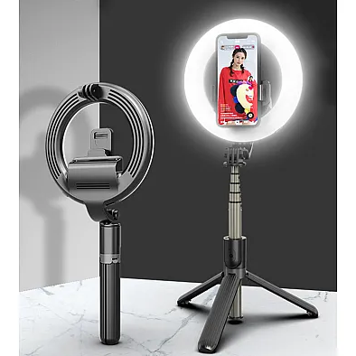 Trepied Selfie Stick cu Ring Light 4in1 Q07