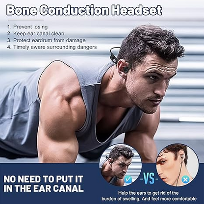 Casti cu Conductie Osoasa, Wireless, Ideale pentru Sport, Fitness, Alergare, Inot, Rezistente la Apa, Cu Microfon, Pliabile, Bluetooth 5.3, Incarcare USB