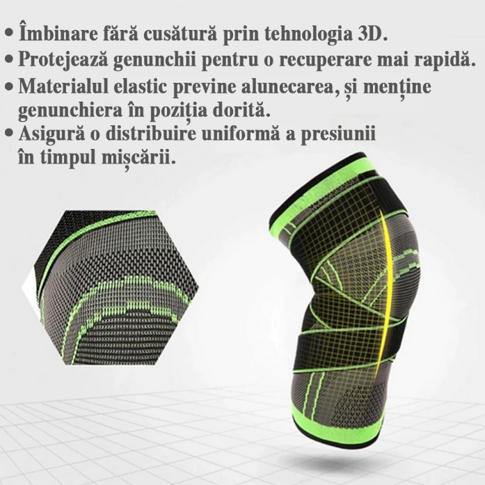 Genunchiera elastica ajustabila, Orteza genunchi cu bretele elastice, bandaj pentru genunchi cu compresie respirabila