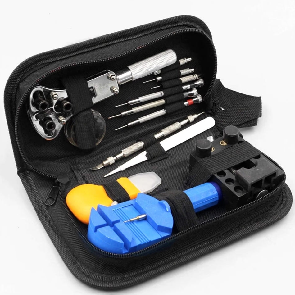 TRUSA PENTRU REPARAT CEASURI, 13 PIESE, SURUBELNITE, PENSETA, CHEIE, HUSA
