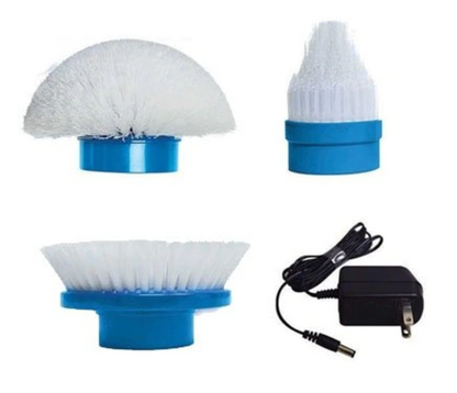Perie electrica, telescopica, SPIN, 300rpm, 3 accesorii, Alb/Albastru
