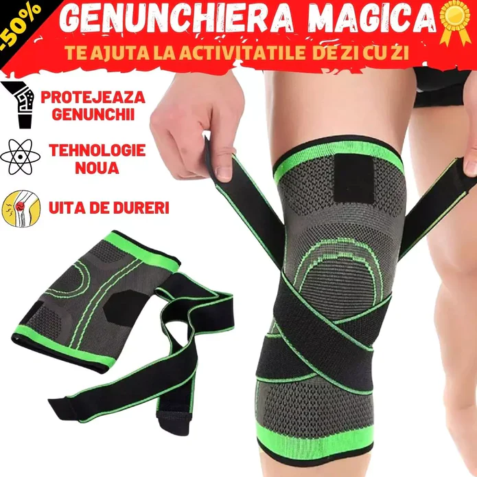 SET 2 Genunchiera elastica ajustabila, Orteza genunchi cu bretele elastice, bandaj pentru genunchi cu compresie respirabila