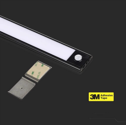 Aplica LED lumina rece si calda, cu senzor de miscare, incarcare USB, 30cm, negru, IP20