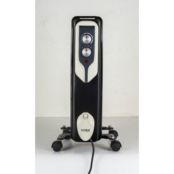 Calorifer electric,Negru 2000 W, 9 elementi, 3 trepte de putere, Termostat reglabil, Protectie supra-incalzire, Indicator luminos