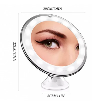 Oglinda Led Machiaj Flexibila cu Ventuza Marire 10x si Iluminare Q TL113