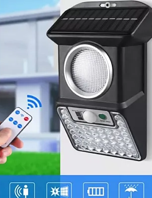 Lampa solara de perete, cu 59 de LED-uri, cu senzor de miscare, panou solar de 3W, cu telecomanda