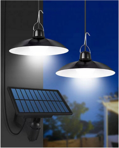 Lampa cu 2 becuri LED si panou solar detasabil, telecomanda, senzor de lumina