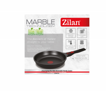 Tigaie Zilan ZLN0705 cu strat inductie, 24 cm, invelis non-aderent, maner detasabil