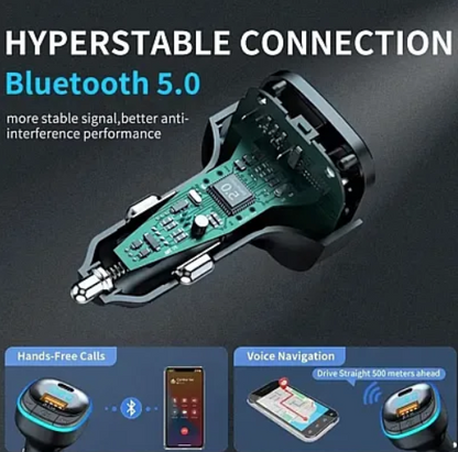 Modulator FM C33 Radio functie Bluetooth Led Multicolor USB A USB C Negru