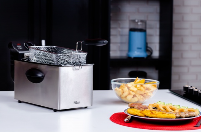 Friteuza Zilan ZLN-1819 din otel inoxidabil, capacitate 3 litri, protectie la supraincalzire