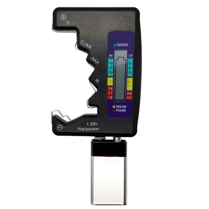 Tester Baterii Universal Digital, Display LCD, Instrument de Diagnosticare Capacitate, pentru C D N AA AAA 9V 1.5V, Portabil, Usor de Folosit, Negru