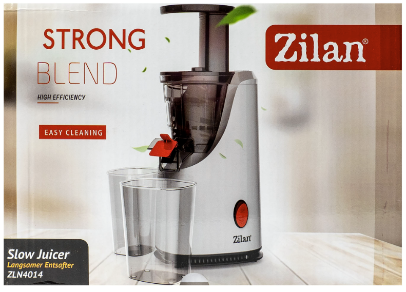 Storcator de fructe si legume cu melc Zilan ZLN-4014, 200 W, 58-65 RPM, Recipient suc 600 ml, Recipient pulpa 600 ml, Functie Reverse