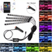 Set 4 benzi 12 LED cu lumina ambientale pentru auto si telecomanda RGB