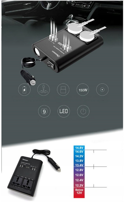 Invertor Auto 12v la 24v 220V/150W USB Bricheta Display Led