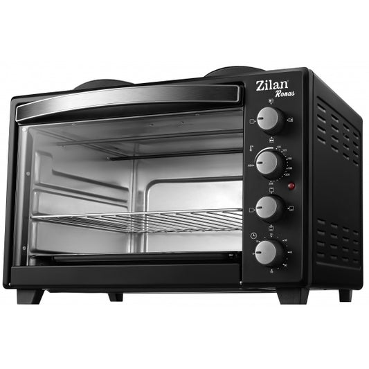 Cuptor electric cu plita Zilan ZLN-2935, Negru capacitate mare 45 Litri, 1600W, Timer, Gratar, Tava inclusa