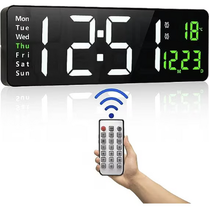 Ceas Digital de Perete RD AB6626 afisaj ALB Functie de Termometru Calendar Temporizator Alarma Dubla