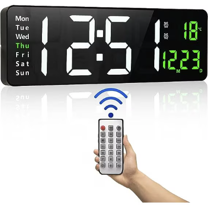 Ceas Digital de Perete RD AB6626 afisaj ALB Functie de Termometru Calendar Temporizator Alarma Dubla