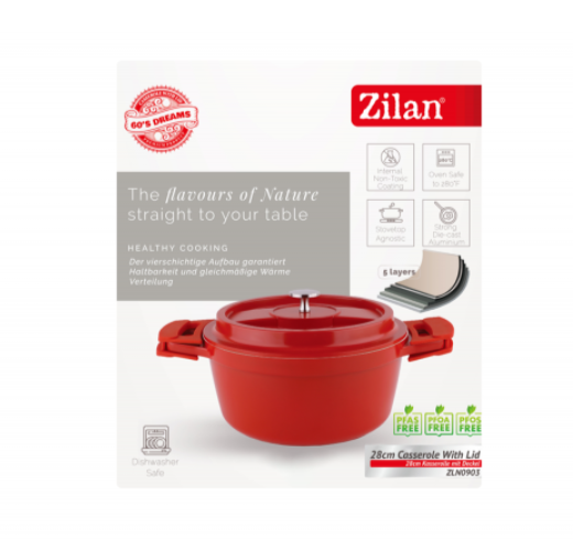 Oala RETRO Zilan ZLN0903 din 5 straturi de material, 28 cm diametru, Capacitate 6.3L