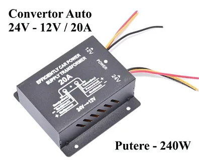 Convertor Auto 20A pentru Tensiune 24V - 12V