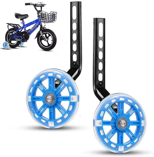 Roti ajutatoare cu led-uri, pentru bicicleta, 12-20 inch, albastru/negru