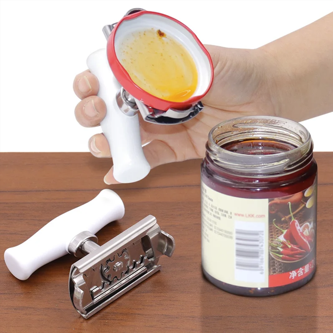 Deschizator de borcane si sticle cu Prindere Capac si Maner Inox