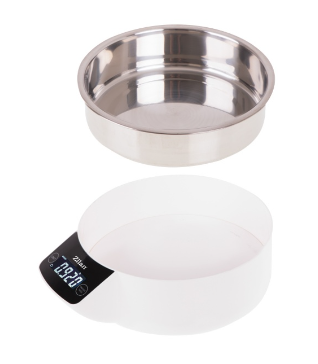 Cantar alimentar Zilan ZLN Alb, ecran digital, bol de 900ml, capacitate maxima de 5 kg