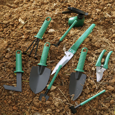Trusa de gradinarit completa servieta platic VERDE 10 piese MX992