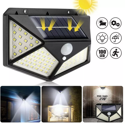 Set 3 Lampi ULTRA 100 LED Solare cu senzor de miscare si lumina 3 moduri ILUMINARE