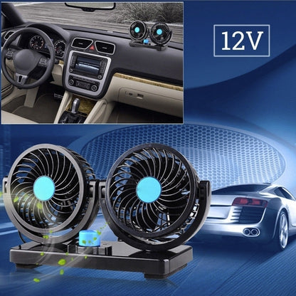 Ventilator auto dublu, rotativ 360°, 2 viteze, 12V, negru