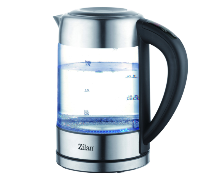 Fierbator Digital ZILAN ZLN-3949, 2200W, 1.7L, Control Temperatura, Iluminare LED, Sticla-Inox