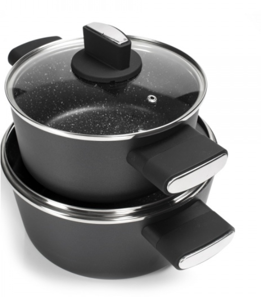 Set de oale Zilan ZLN0959 Negru, cu 7 piese, invelis din marmura si manere fine la atingere