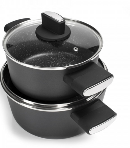Set de oale Zilan ZLN0959 Negru, cu 7 piese, invelis din marmura si manere fine la atingere