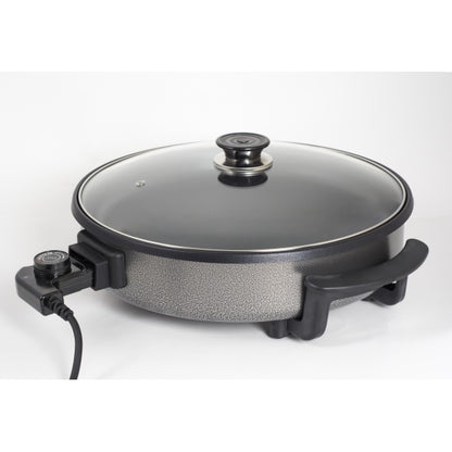 Tigaie electrica rotunda ZILAN ZLN-7870, pizza grill, diametru 38 cm, 1500 W, capac sticla, material non stick