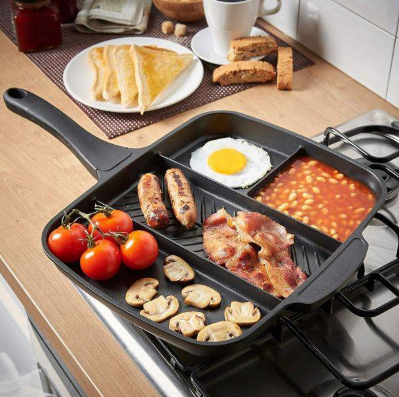 Tigaie Grill ANTIADERENTA Multifunctionala cu 5 Compartimente Pentru Gatit