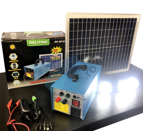 KIT CU PANOU SOLAR CU ACUMULATOR INTERN - IESIRE 220V, PUTERE 100W