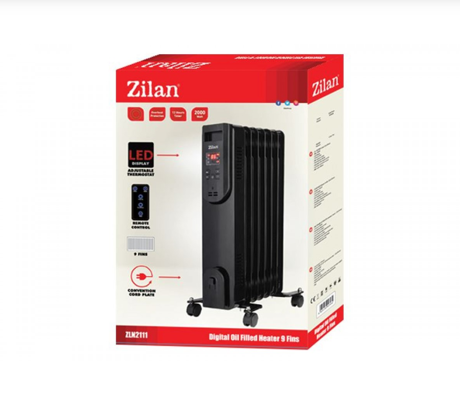 Calorifer electric cu ulei ZILAN ZLN1963, termostat reglabil, 2500W, 11 elementi