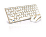 Set Tastatura si Mouse wireless design compact si elegant culoare Gold Andowl Q K3940