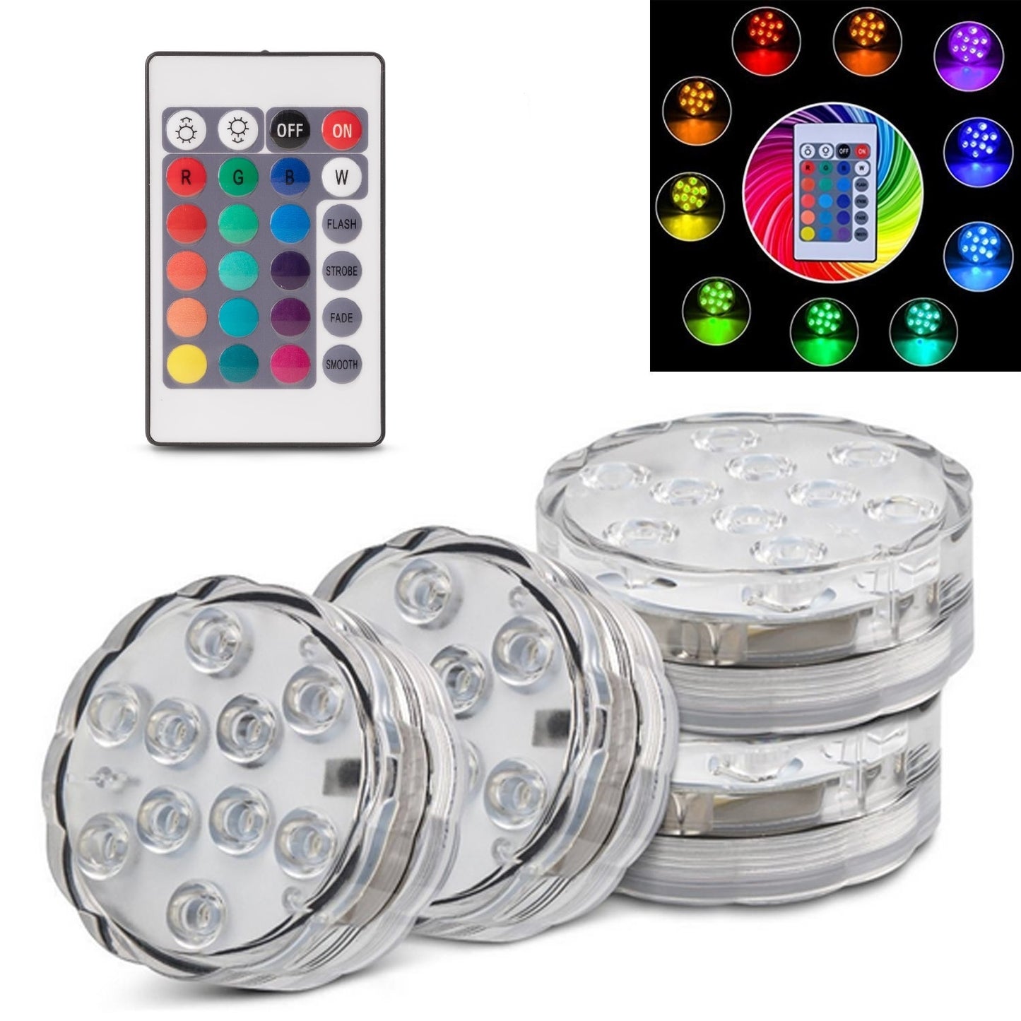 SET 4 LED SUBACVATICE AMBIENTALE CU TELECOMANDA