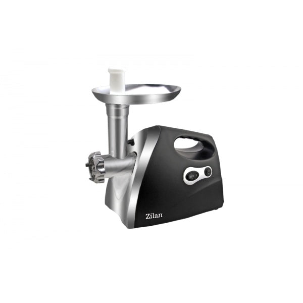 Masina de tocat carne ZILAN Alb 1200W, Tava si panou inox, Accesorii umplut carnati, Functie revers, 1.6kg/min