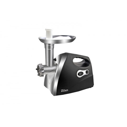 Masina de tocat carne ZILAN Alb 1200W, Tava si panou inox, Accesorii umplut carnati, Functie revers, 1.6kg/min