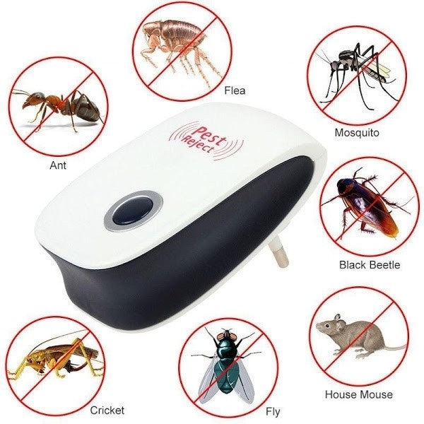 SET PROMO 2+2 Dispozitiv antidaunatori Pest Reject Repeller Ultrasonic + Insecticid Tip Gel Pentru Gandaci Doctor Roach